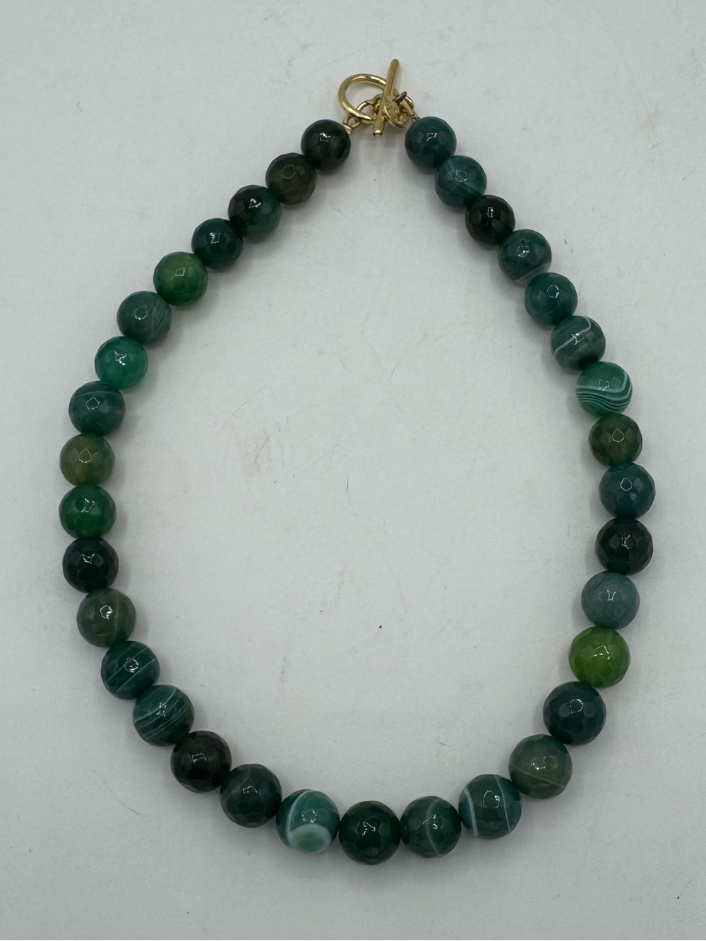 Talbots Green Agate Beaded Short Necklace